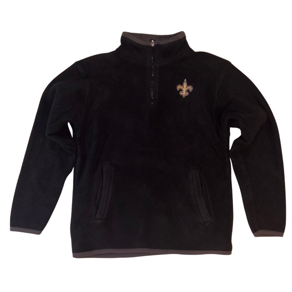 Reebok New Orleans Saints Fleece Pullover Black Quarter Zip Size M NFL Logo